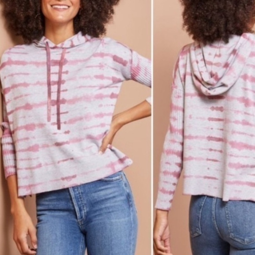 Jamison Wisteria Hoodie Womens Size M Tie Dye Pullover Evereve Pink Gray